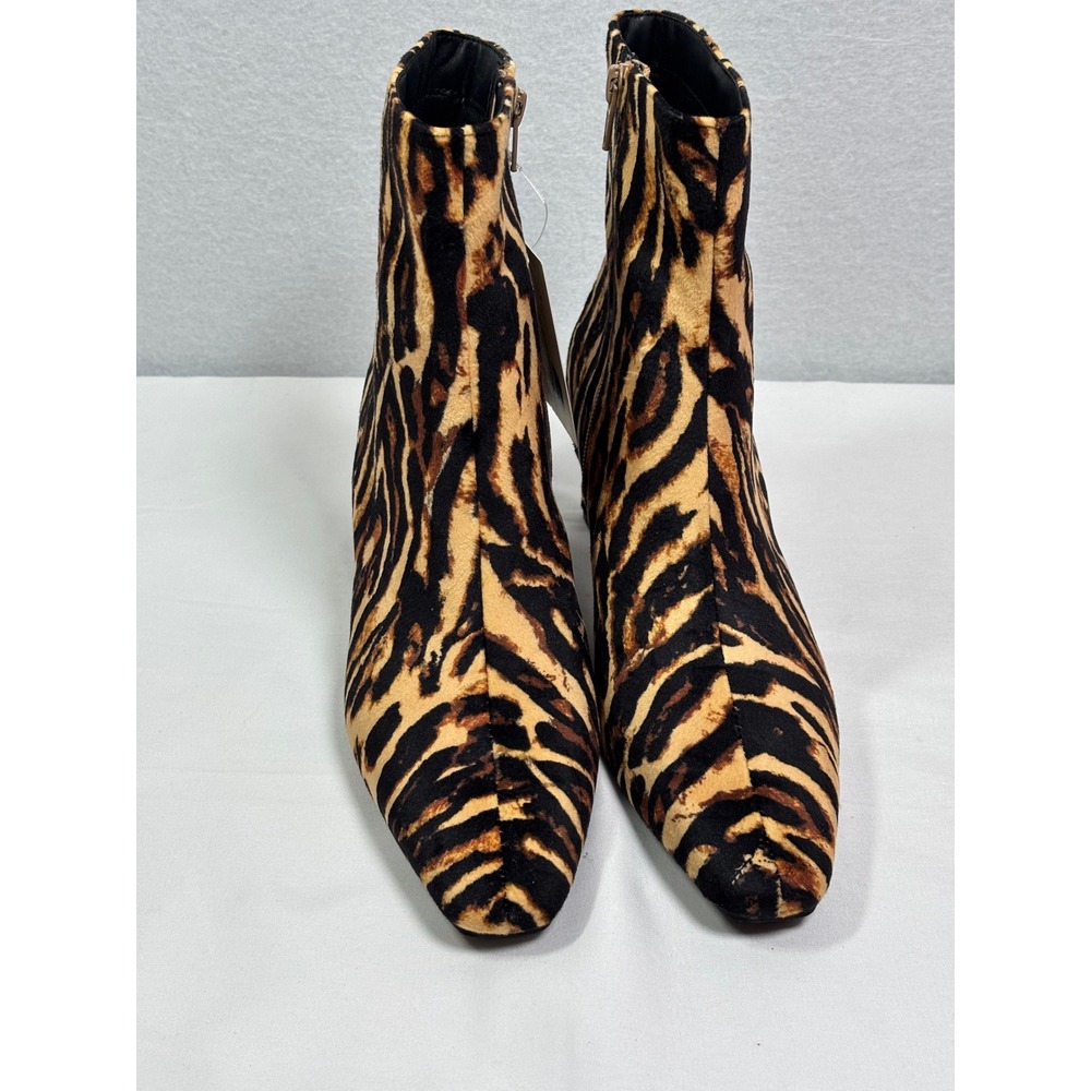 A New Day Women's Animal Print Ankle Bootie Pointed Toe Zip Brown/Black 7